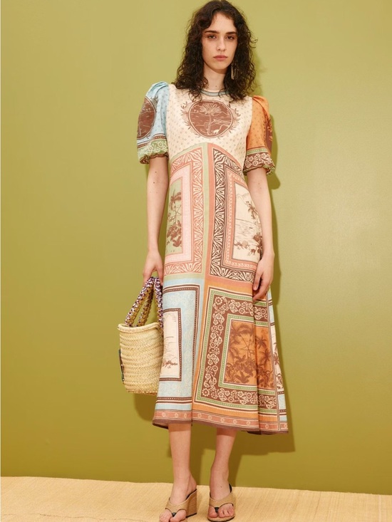 Almais Dresses & Skirts - ALEMAIS Alberta Midi Dress Printed Patchwork Midi Dress, 2 4 6